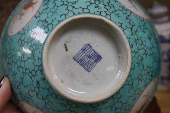 A group of Chinese porcelain and wood stands (10)